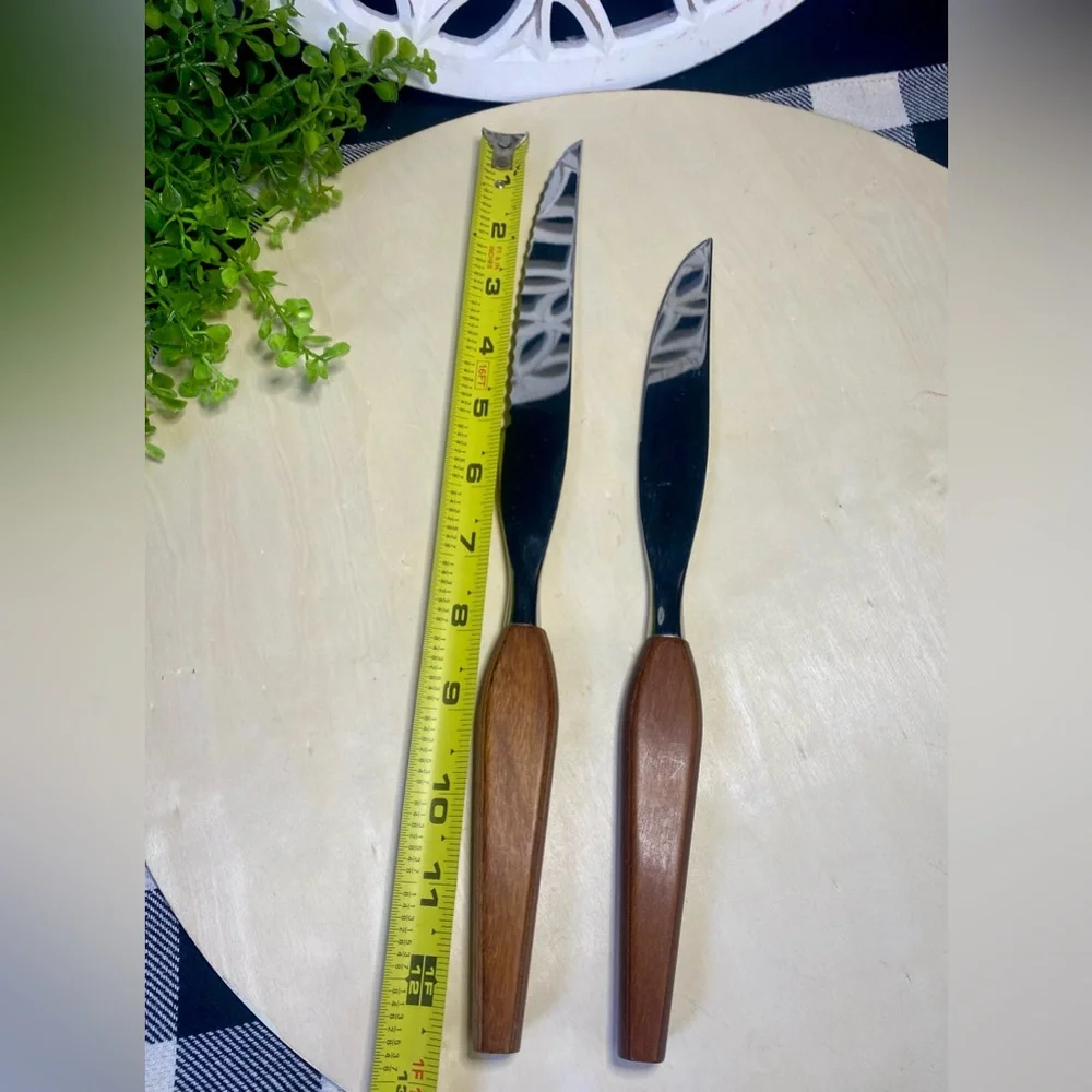 Vintage Town & Country Fleetwood Design‎ Stainless Blade Teak Handle 2 Piece Set